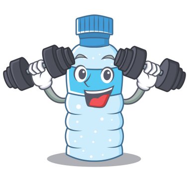 Fitness şişe karakter karikatür tarzı