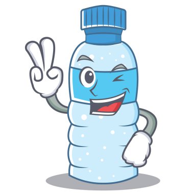 İki şişe karakter karikatür tarzı parmak