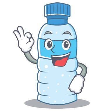 Şişe karakter karikatür tarzı Tamam