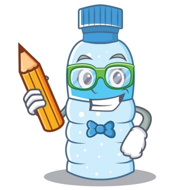 Öğrenci şişe karakter karikatür tarzı