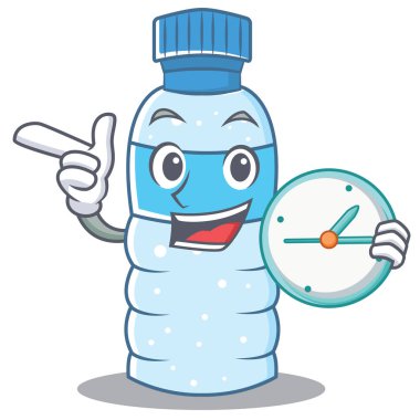 Saat şişe karakter karikatür tarzı ile