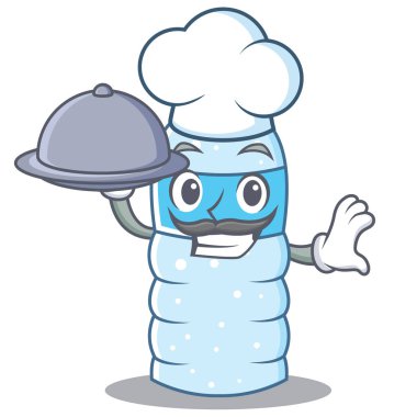 Şef yiyecek şişe karakter karikatür tarzı ile