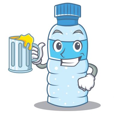 Suyu şişe karakter karikatür tarzı ile