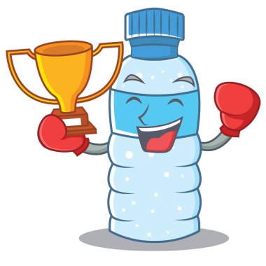 Boks şampiyonu şişe karakter karikatür tarzı