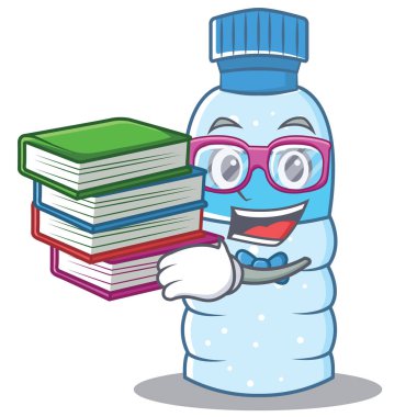 Öğrenci kitap şişe karakter karikatür tarzı ile