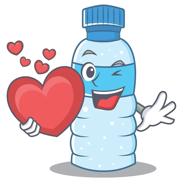Kalp şişe karakter karikatür tarzı ile — Stok Vektör