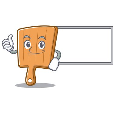 Başparmak yukarıya tahta mutfak kurulu karakter karikatür ile