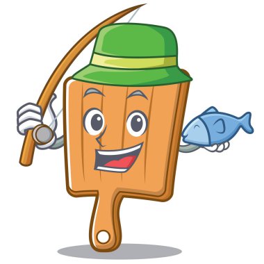 Balık tutma mutfak kurulu karakter karikatür