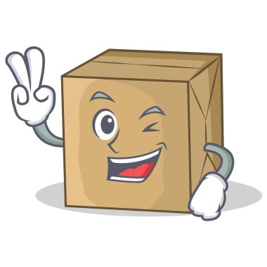 İki karton karakter karakter koleksiyonuna parmak