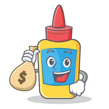 Para çantası tutkal şişesi karakter karikatür