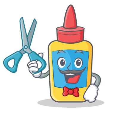 Kuaför tutkal şişesi karakter karikatür