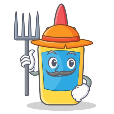 Çiftçi tutkal şişesi karakter karikatür