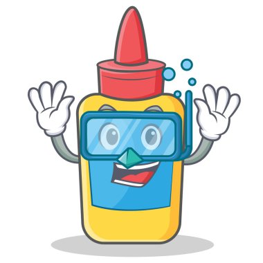 Dalış tutkal şişesi karakter karikatür