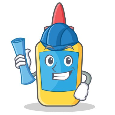 Mimar tutkal şişesi karakter karikatür