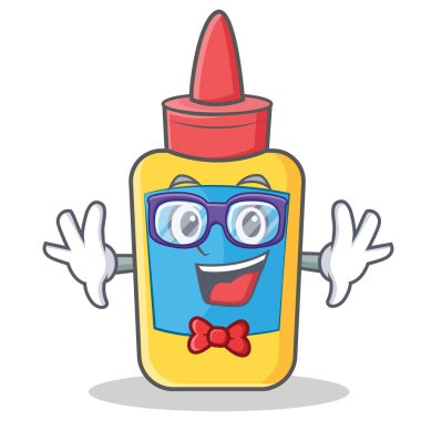 Geek tutkal şişesi karakter karikatür