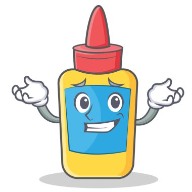 Sırıtan tutkal şişesi karakter karikatür