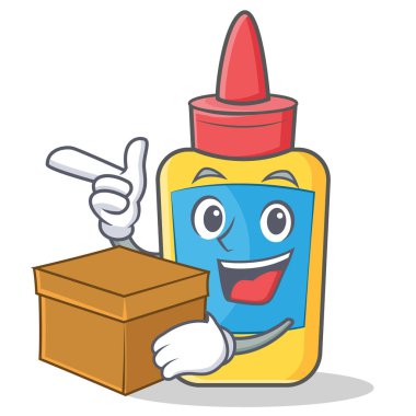 Kutusu tutkal şişesi karakter karikatür ile