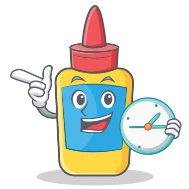 Saat tutkal şişesi karakter karikatür ile