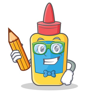 Öğrenci tutkal şişesi karakter karikatür