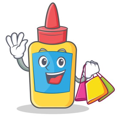 Alışveriş tutkal şişesi karakter karikatür