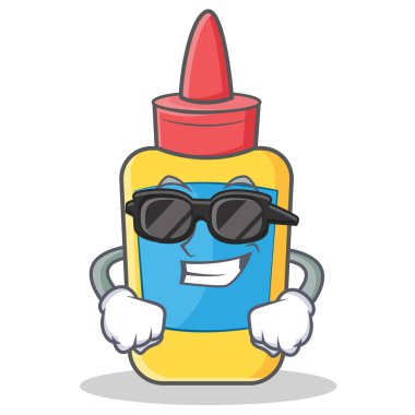 Süper cool tutkal şişesi karakter karikatür