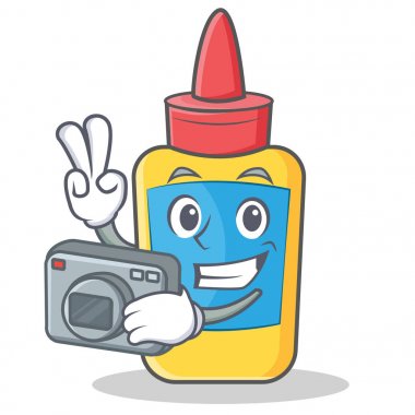 Fotoğrafçı tutkal şişesi karakter karikatür