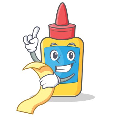 Menü tutkal şişesi karakter karikatür ile