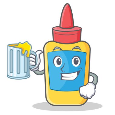 Suyu tutkal şişesi karakter karikatür ile