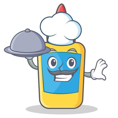 Şef gıda tutkal şişesi karakter karikatür ile