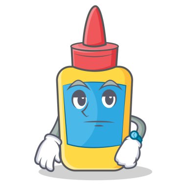 Tutkal şişesi karakter karikatür bekliyor