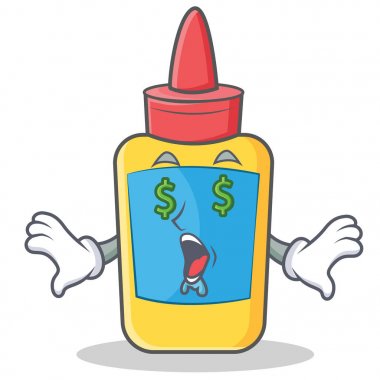 Para göz tutkal şişesi karakter karikatür