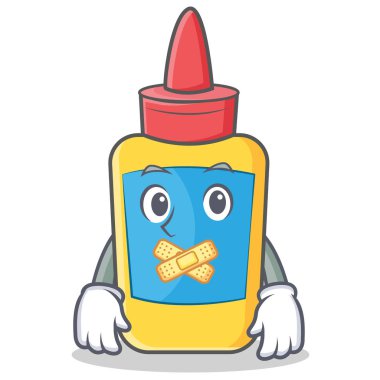 Sessiz tutkal şişesi karakter karikatür