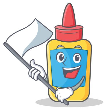 Bayrak tutkal şişesi karakter karikatür ile