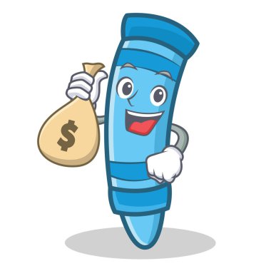 Para çanta mum boya karakter karikatür tarzı ile