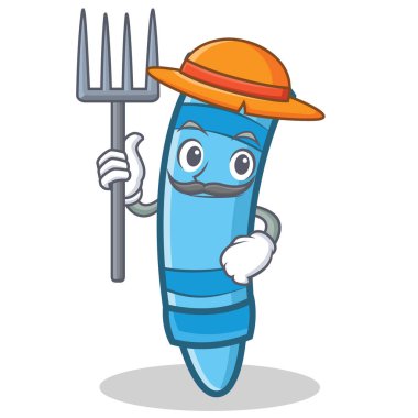 Çiftçi mum boya karakter karikatür tarzı