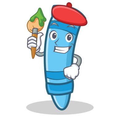 Sanatçı mum boya karakter karikatür tarzı