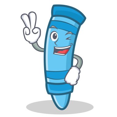 İki mum boya karakter karikatür tarzı parmak