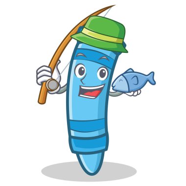 Balık tutma mum boya karakter karikatür tarzı