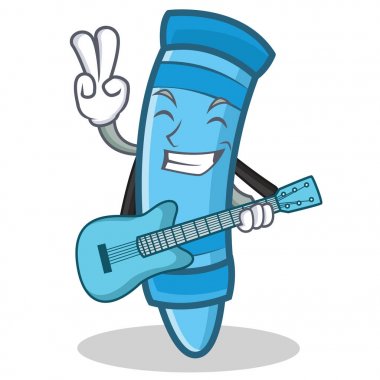 Gitar mum boya karakter karikatür tarzı ile