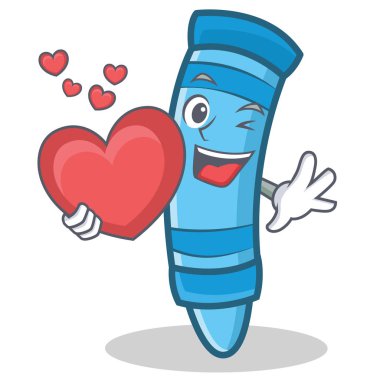 Kalp mum boya karakter karikatür tarzı ile