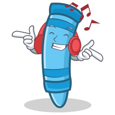 Dinleme müzik mum boya karakter karikatür tarzı