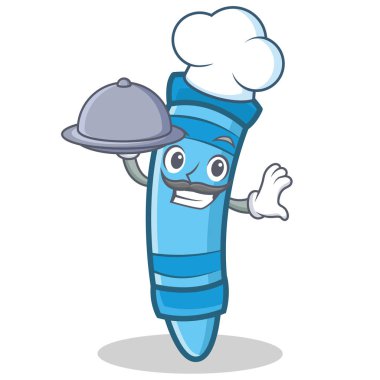 Şef yemek mum boya karakter karikatür tarzı ile