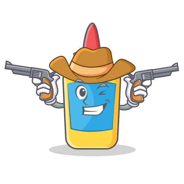 Cowboy lijm fles karakter cartoon — Stockvector