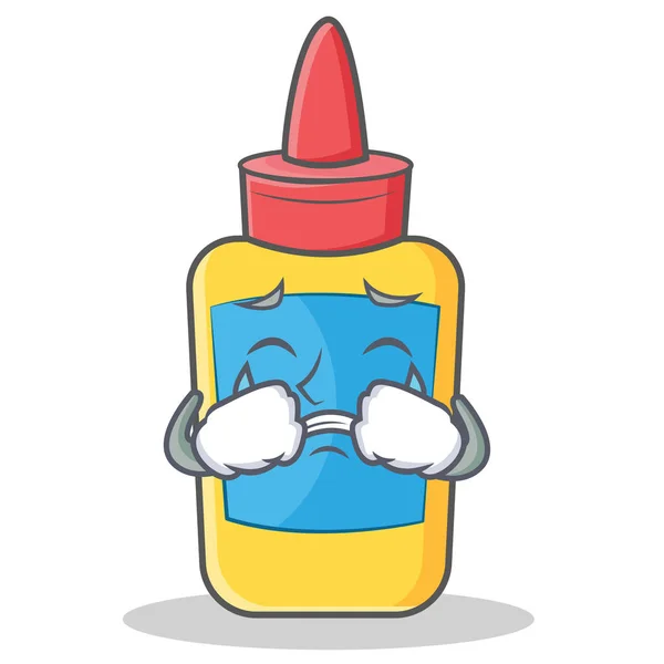 Piangendo colla bottiglia personaggio cartone animato — Vettoriale Stock