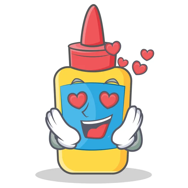 Aşk tutkal şişesi karakter karikatür — Stok Vektör