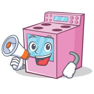 İle megafon gaz sobası karakter karikatür