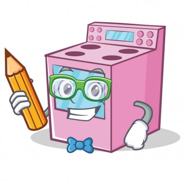 Öğrenci gaz soba karakter karikatür