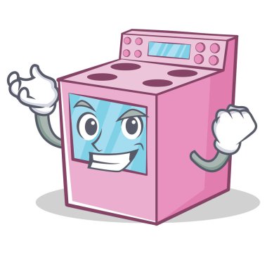 Karakter karikatür sırıtan gaz sobası