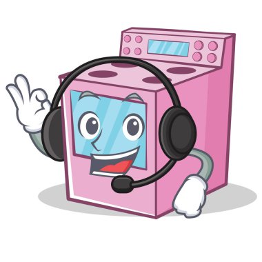 İle kulaklık gaz sobası karakter karikatür