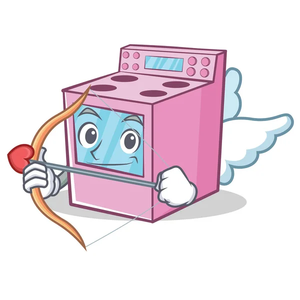 Estufa de gas Cupido personaje de dibujos animados — Vector de stock